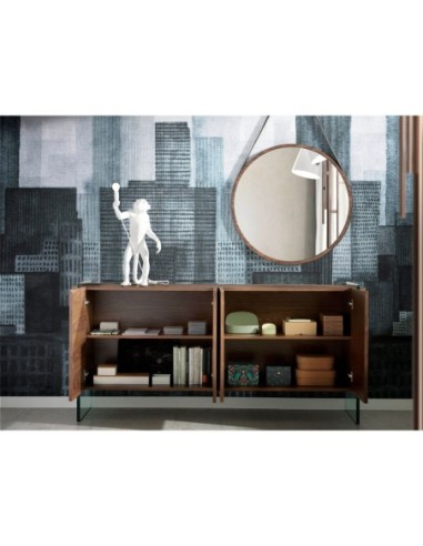 Espejo pared redondo nogal