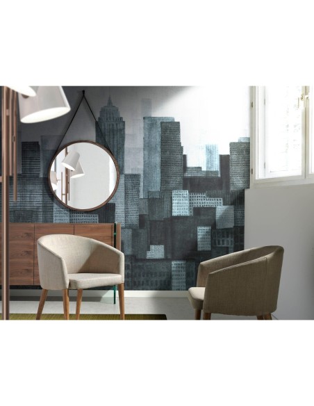 Espejo pared redondo nogal