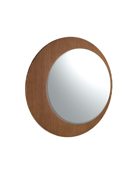 Espejo pared redondo nogal