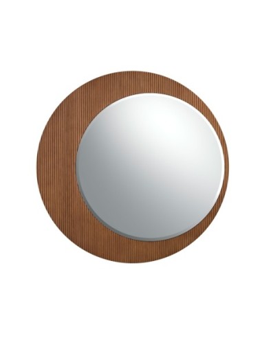 Espejo pared redondo nogal