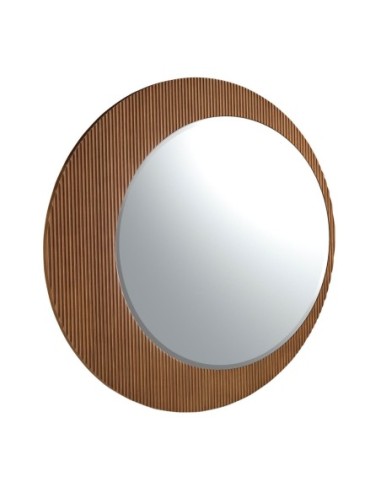 Espejo pared redondo nogal