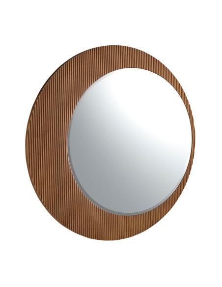 Espejo pared redondo nogal