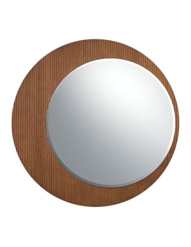 Espejo pared redondo nogal