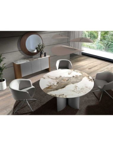 Espejo pared redondo nogal