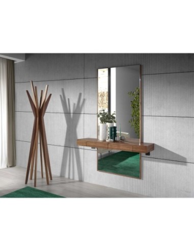 Espejo recibidor rectangular nogal