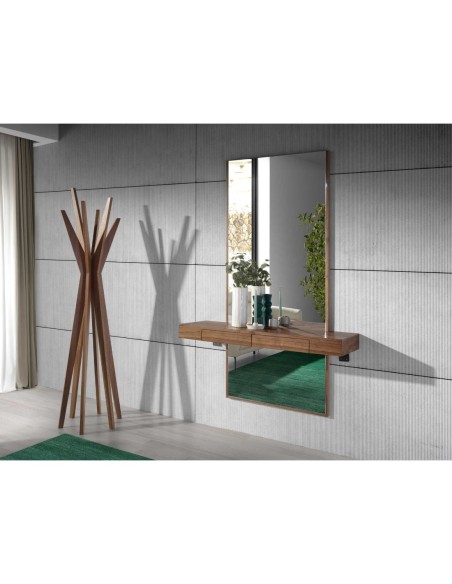 Espejo recibidor rectangular nogal