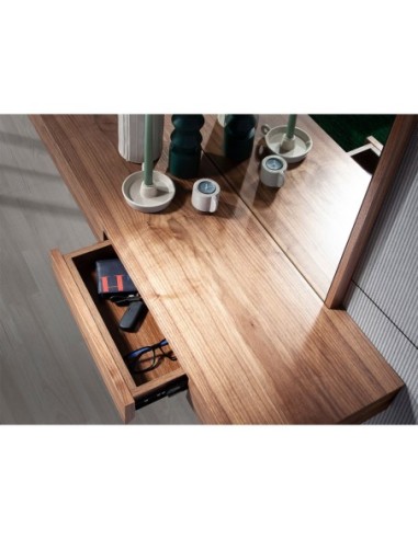 Espejo recibidor rectangular nogal