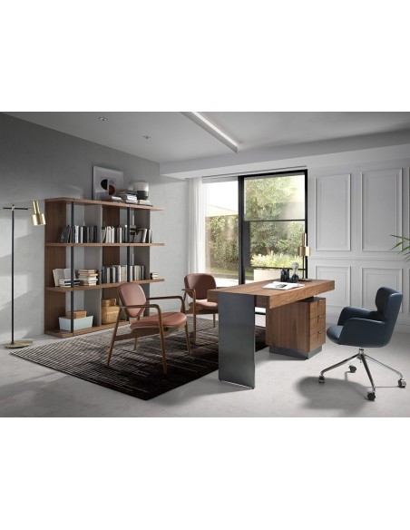 Estanteria nogal y madera gris