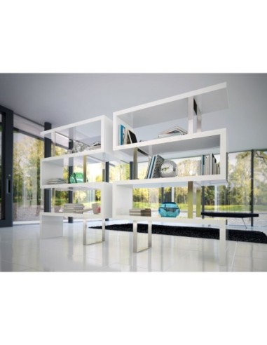 Estantería blanca y acero