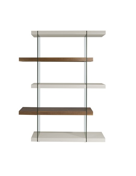 Estantería madera nogal y cristal