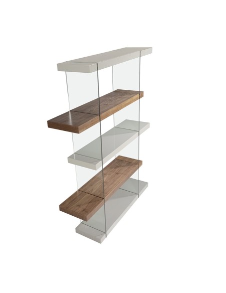 Estantería madera nogal y cristal