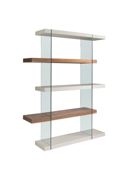 Estantería madera nogal y cristal