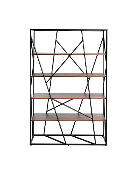 Estantería nogal y acero negro