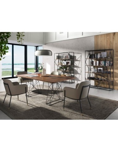 Estantería nogal y acero negro