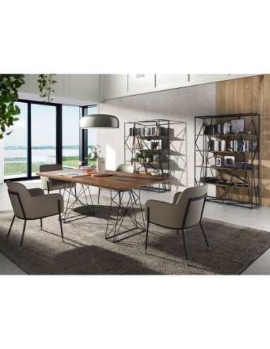 Estantería nogal y acero negro