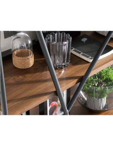 Estantería nogal y acero negro