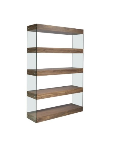 Estantería nogal y cristal