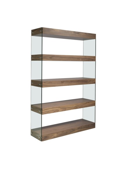 Estantería nogal y cristal