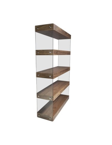 Estantería nogal y cristal