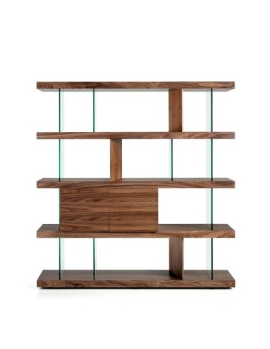 Estantería nogal y cristal