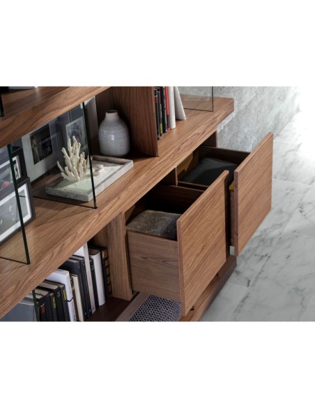 Estantería nogal y cristal