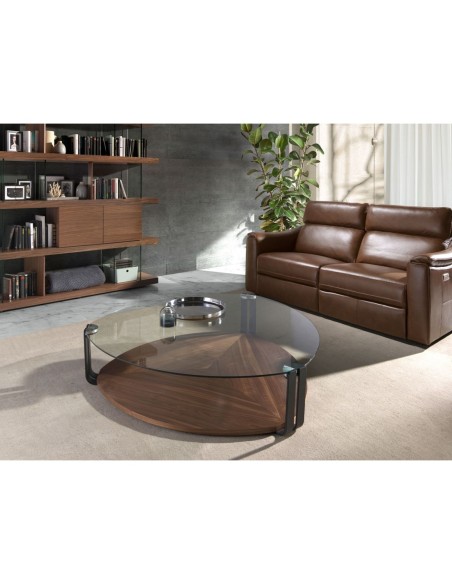 Estantería nogal y cristal