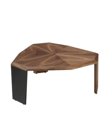 Mesa centro asimétrica nogal y pvc negro