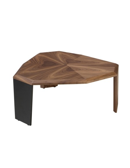 Mesa centro asimétrica nogal y pvc negro