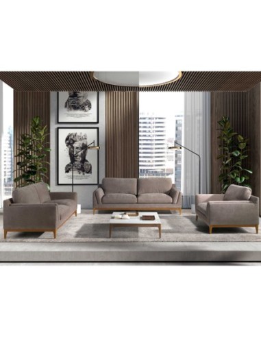 Mesa centro cuadrada mármol porcelánico y nogal