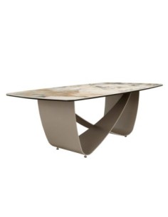 Mesa centro ovalada barril mármol porcelánico y acero... 2