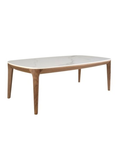 Mesa centro ovalada barril mármol porcelánico y...