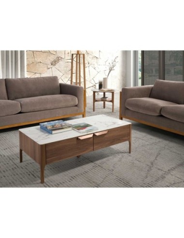 Mesa centro rectangular cristal imitación...