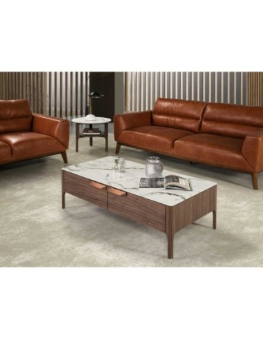 Mesa centro rectangular cristal imitación...