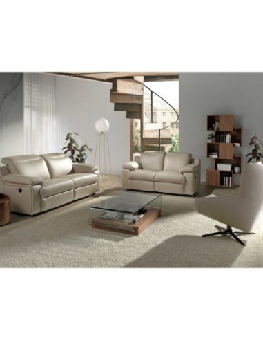 Mesa centro rectangular cristal templado y nogal