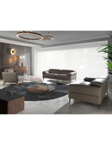 Mesa centro rectangular cristal templado y nogal