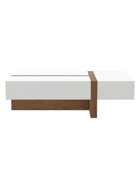 Mesa centro rectangular madera blanco y nogal