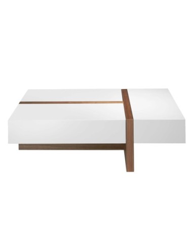 Mesa centro rectangular madera blanco y nogal