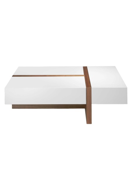 Mesa centro rectangular madera blanco y nogal