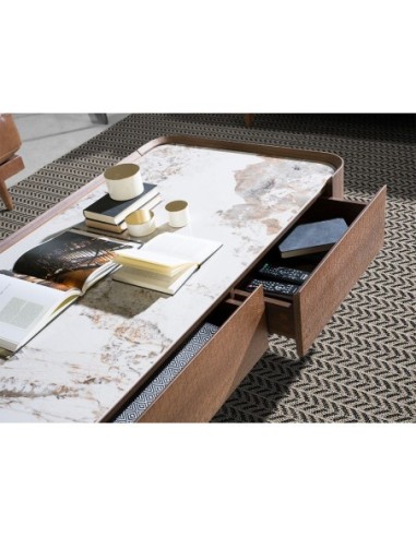 Mesa centro rectangular mármol porcelánico,...