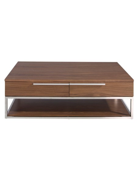 Mesa centro rectangular nogal y acero cromado