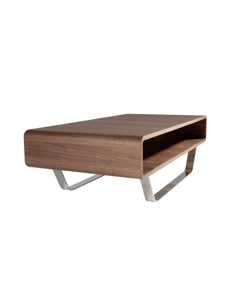 Mesa centro rectangular nogal y acero cromado