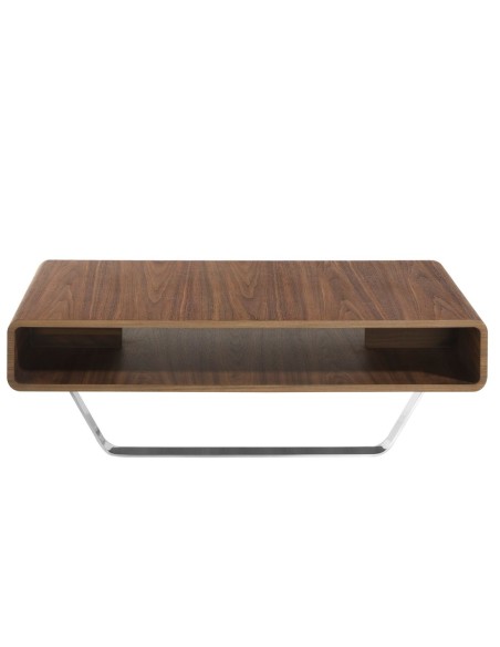 Mesa centro rectangular nogal y acero cromado