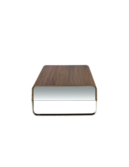 Mesa centro rectangular nogal y acero cromado