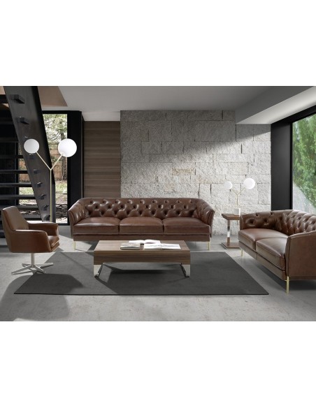 Mesa centro rectangular nogal y acero cromado