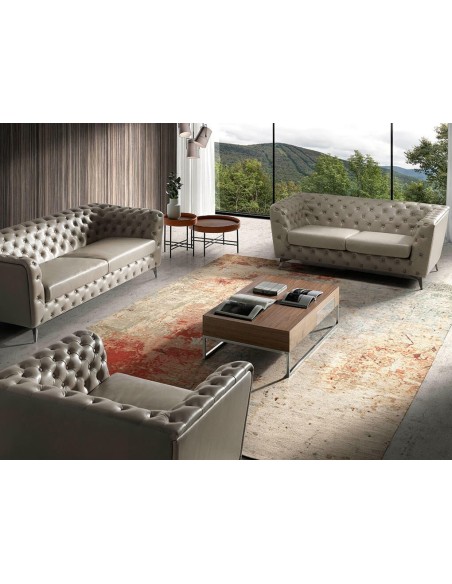 Mesa centro rectangular nogal y acero cromado