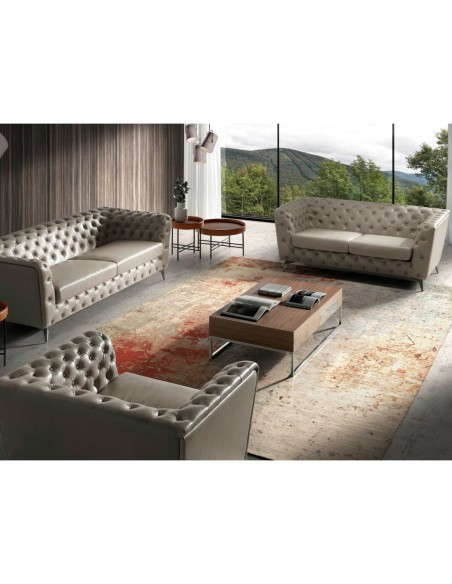 Mesa centro rectangular nogal y acero cromado