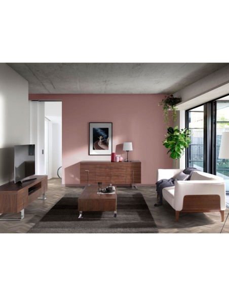 Mesa centro rectangular nogal y acero cromado