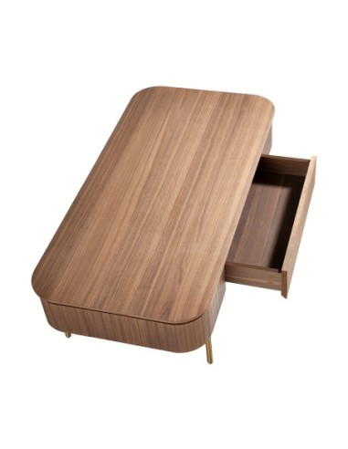 Mesa centro rectangular nogal y acero pulido...