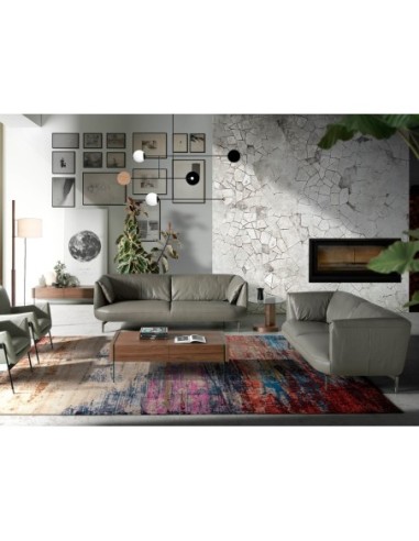 Mesa centro rectangular nogal y cristal templado