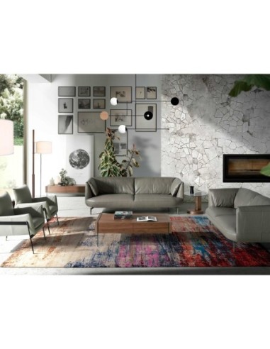 Mesa centro rectangular nogal y cristal templado